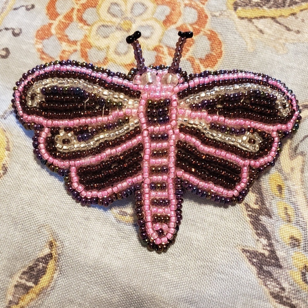 Hand Beaded Dragonfly Barrette